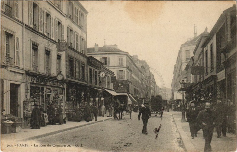 Carte postale ancienne La Rue du Commerce à Paris 15e