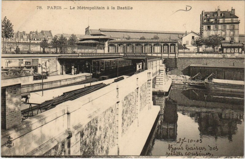 Carte postale ancienne Paris 4e Métropolitain a la Bastille à Paris 4e
