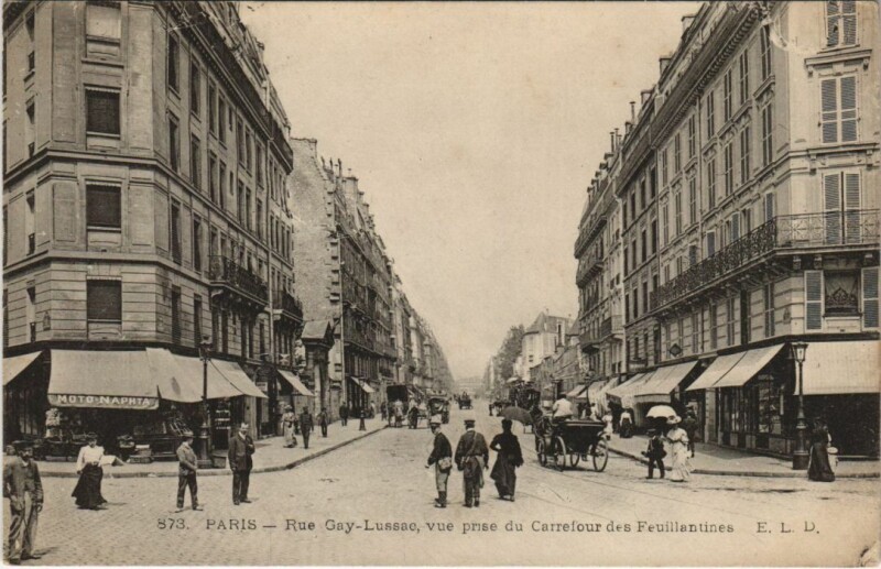 Carte postale ancienne Paris 5e Rue Gay-Lussac Carrefour des Feuillantines à Paris 5e