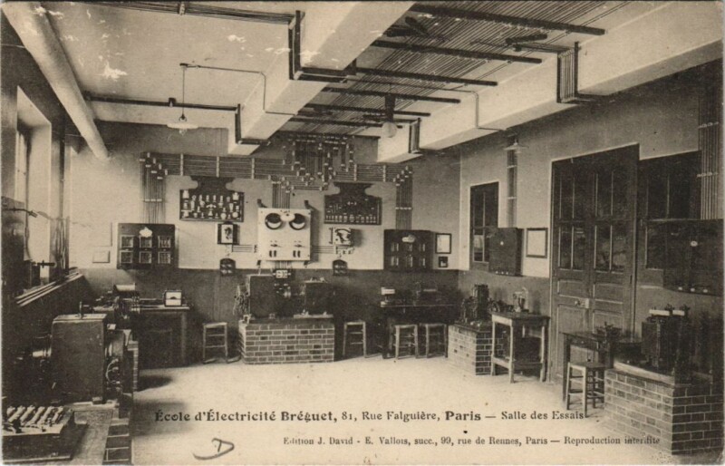 Carte postale ancienne Ecole d'Electricité Bréguet - Rue Falguière - Salle des Essais à Paris 15e