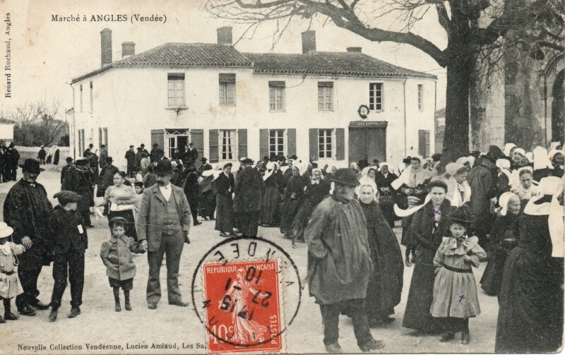 Carte postale ancienne Marché à ANGLES (Vendée) à Angles