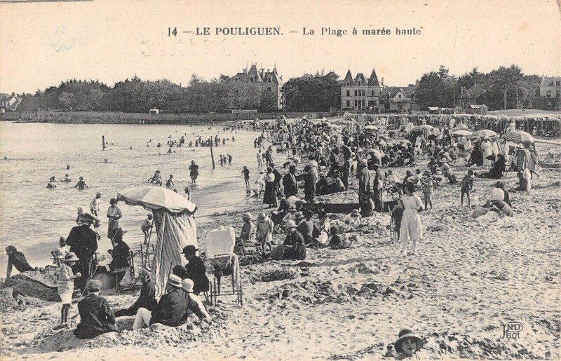 Carte postale ancienne Le Pouliguen - La Plage A Maree Haute au Pouliguen