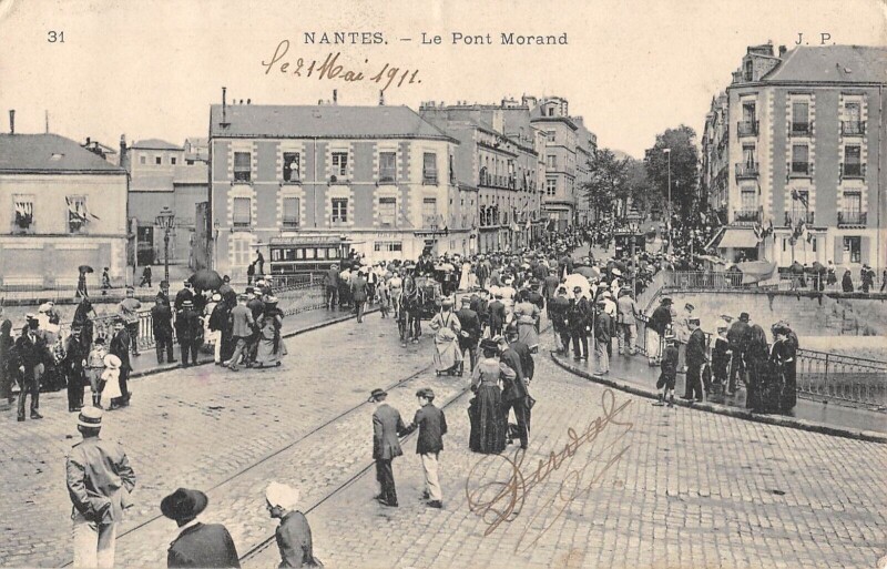 Carte postale ancienne Nantes - Le Pont Morand à Nantes