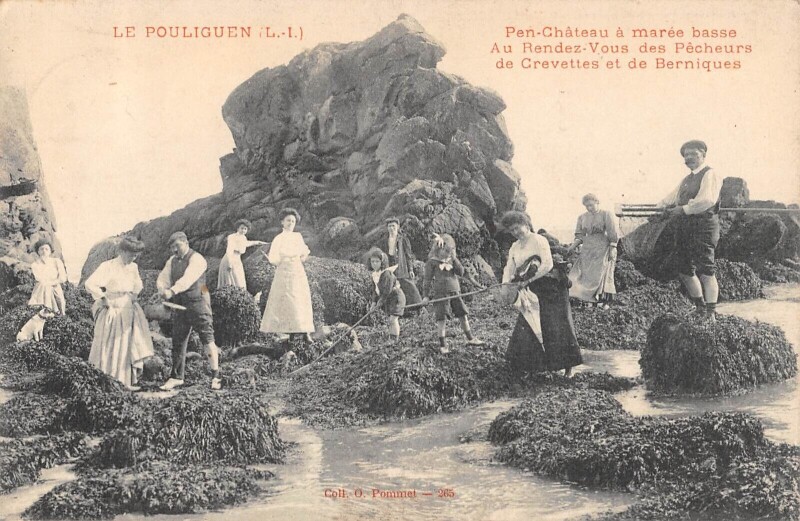 Carte postale ancienne Le Pouliguen - Pen Chateau A Maree Basse - Au Rendez Vous Des Pecheurs De au Pouliguen