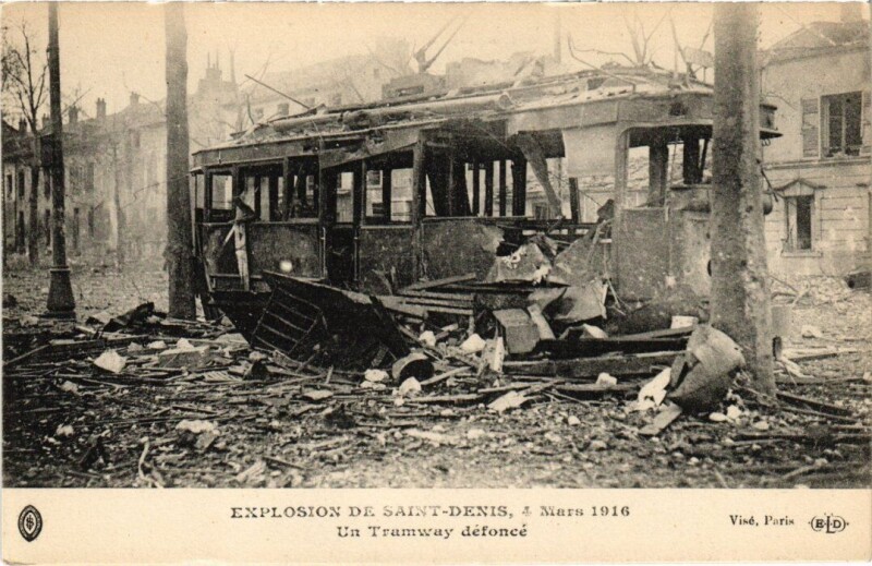Carte postale ancienne Catastrophe - Explosion de Saint-Denis, 4 Mars 1916 à Saint-Denis