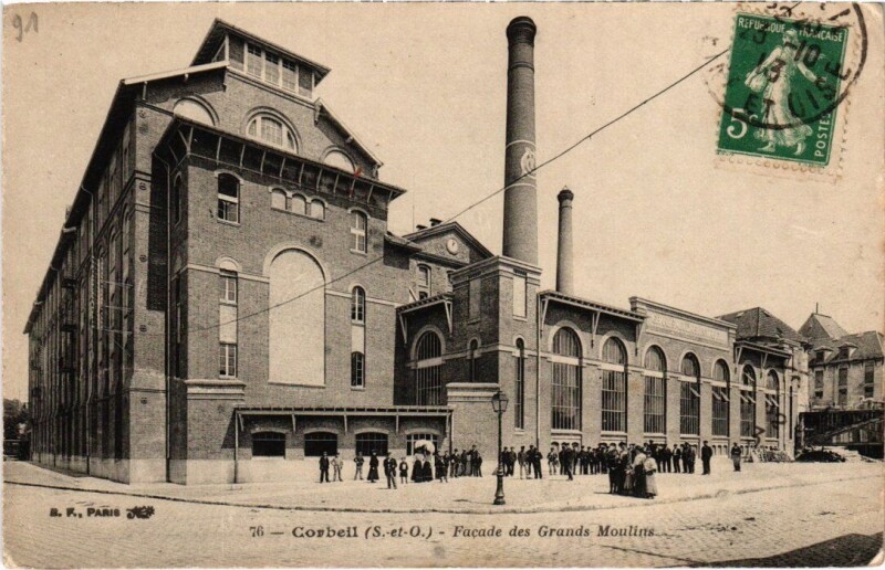 Carte postale ancienne Corbeil - Facade des Grands Moulins