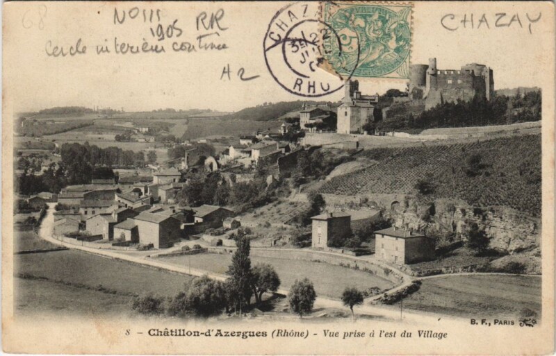 Carte postale ancienne Chatillon-d'Azergues Vue prise a L'est