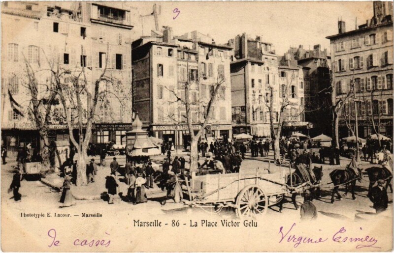 Carte postale ancienne Marseille - La Place Victor Gelu à Marseille