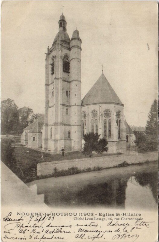 Carte postale ancienne Nogent-le-Rotrou-Eglise Saint-Hilaire à Nogent-le-Rotrou