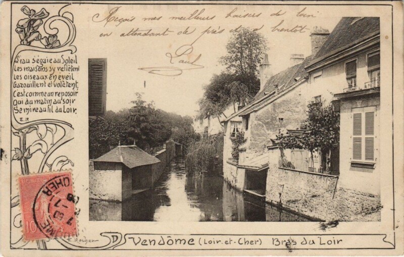 Carte postale ancienne Vendome Bras du Loir