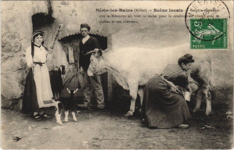 Carte postale ancienne Neris-les-Bains - Scene locale à Néris-les-Bains