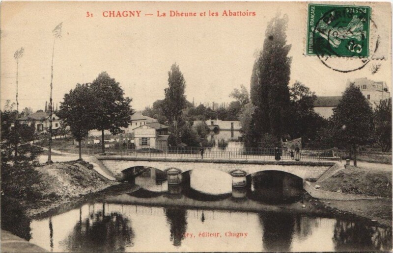 Carte postale ancienne Chaony La Dheune et les Abattoirs