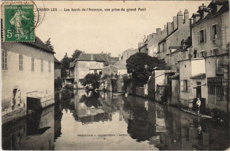 Carte postale ancienne Charolles Les Bords de I'Arconce à Charolles