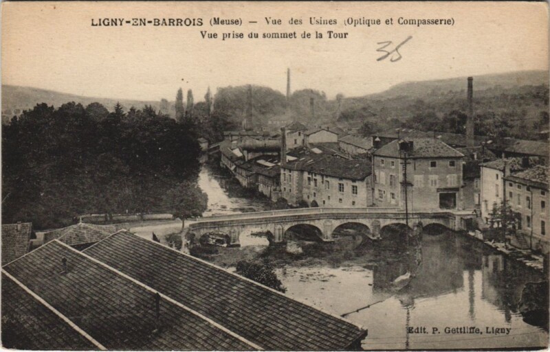 Carte postale ancienne Ligny-en-Barrois Vue des Usines (Optigue et Compasserie) à Ligny-en-Barrois