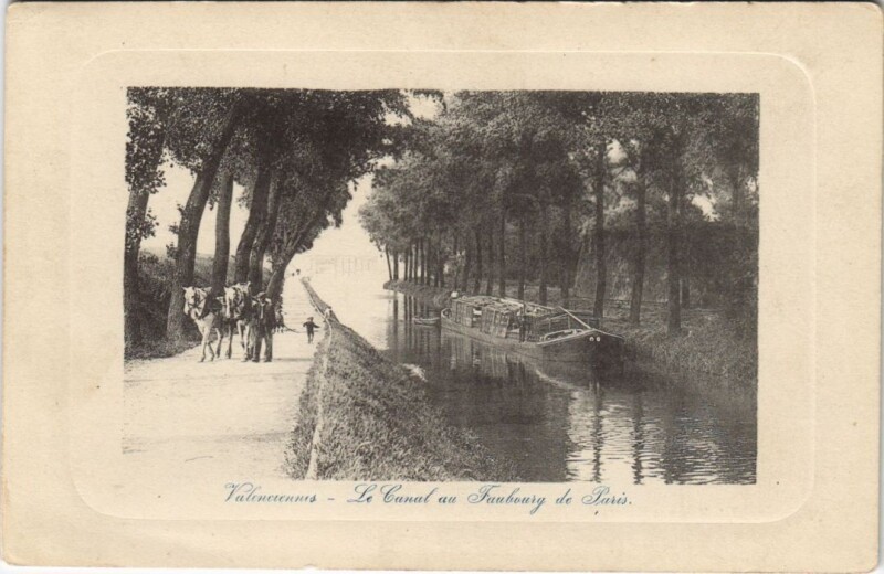 Carte postale ancienne Valenciennes - Le canal au Faubouig à Valenciennes