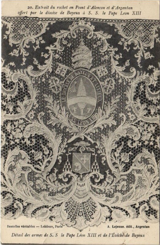 Carte postale ancienne Extrait du rochet en Point d'Alencon et d'Argentan à Argentan