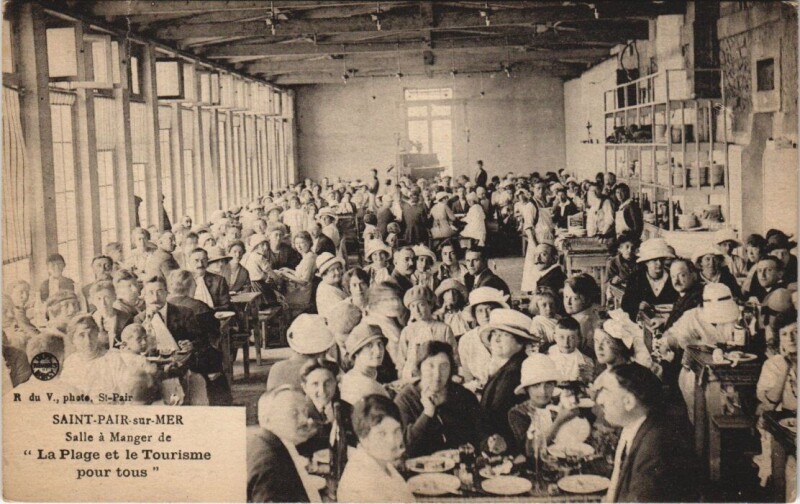 Carte postale ancienne Saint-Pair-sur-Mer Plage et Tourisme pour tous, Salle a Manger à Saint-Pair-sur-Mer