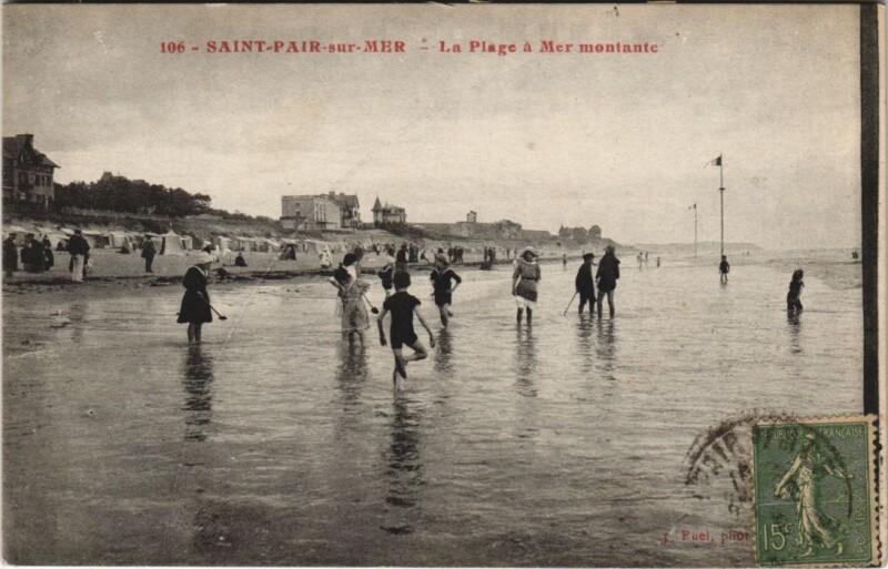 Carte postale ancienne Saint-Pair-sur-Mer-La Plage a Mer montante à Saint-Pair-sur-Mer