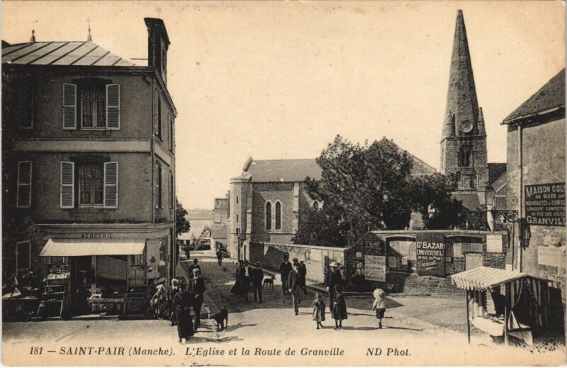 Carte postale ancienne Saint-Pair-L'Eglise et la Route de Granville à Granville