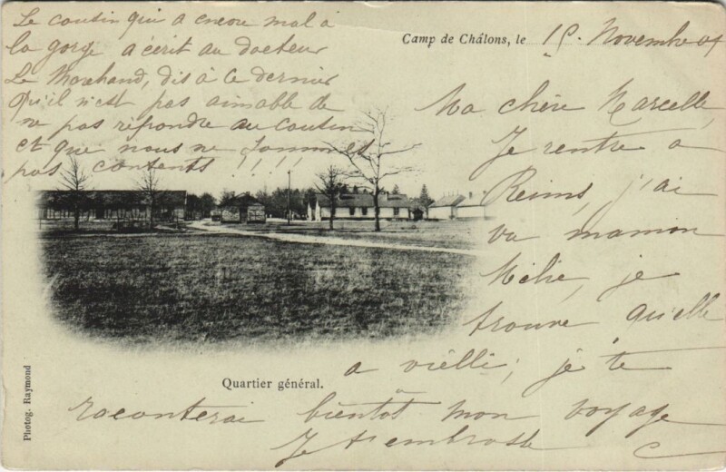 Carte postale ancienne Camp de Chalons le Quartier general