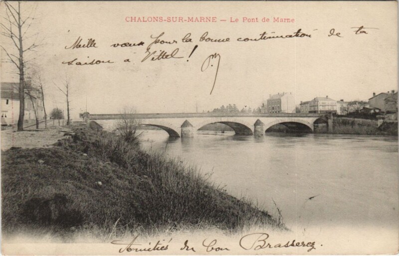 Carte postale ancienne Chalons-sur-Marne - Le Pont de Marne