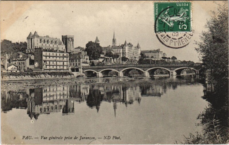 Carte postale ancienne Pau - Vue générale prise de Jurancom à Pau