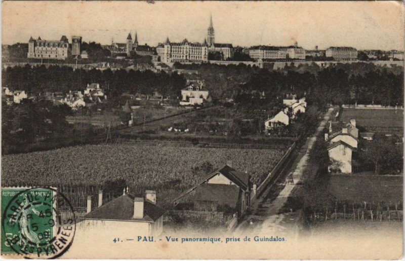 Carte postale ancienne Pau - Vue panoramique prise de Guindalos à Pau