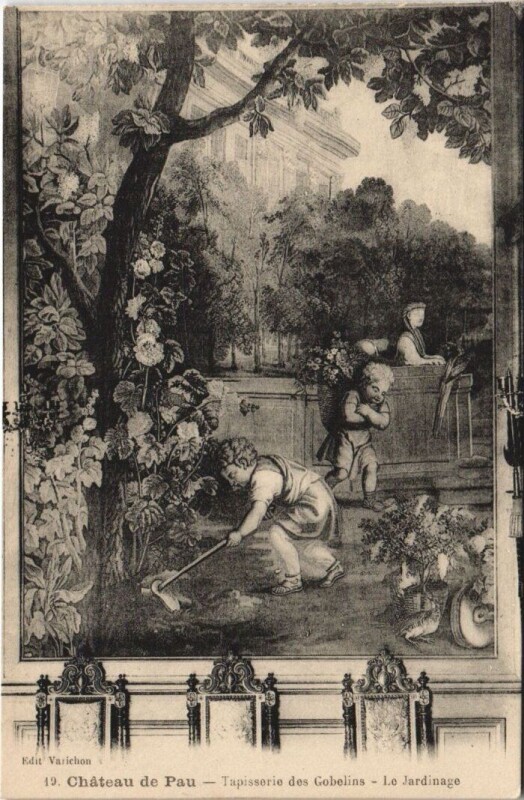 Carte postale ancienne Chateau de Pau - Tapisserie des Gobelins Le Jardinage