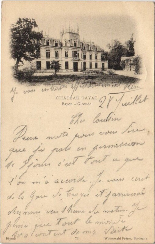 Carte postale ancienne Chateau Tayac-Bayon-Gironde à Tayac