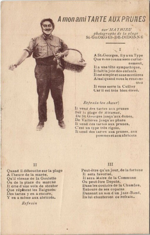 Carte postale ancienne A mon ami tarte aux Prunes