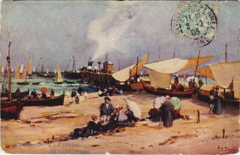 Carte postale ancienne Arcachon-La jetée débarcadere à Arcachon