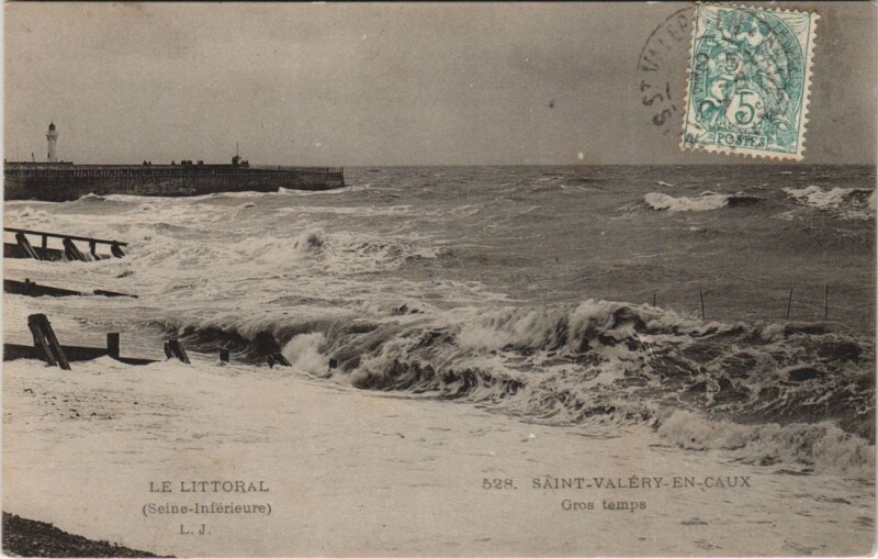 Carte postale ancienne Saint-Valery-en-Caux - Gros temps à Saint-Valery-en-Caux