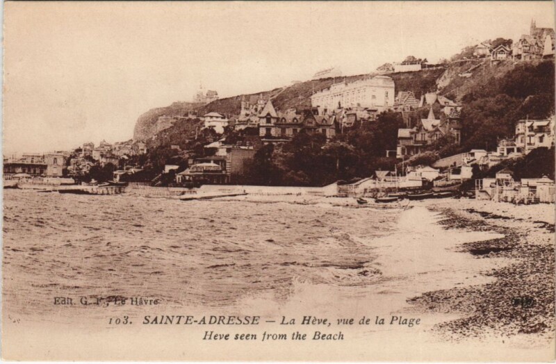 Carte postale ancienne Sainte-Adresse - La Heve vue de la Plage à Sainte-Adresse