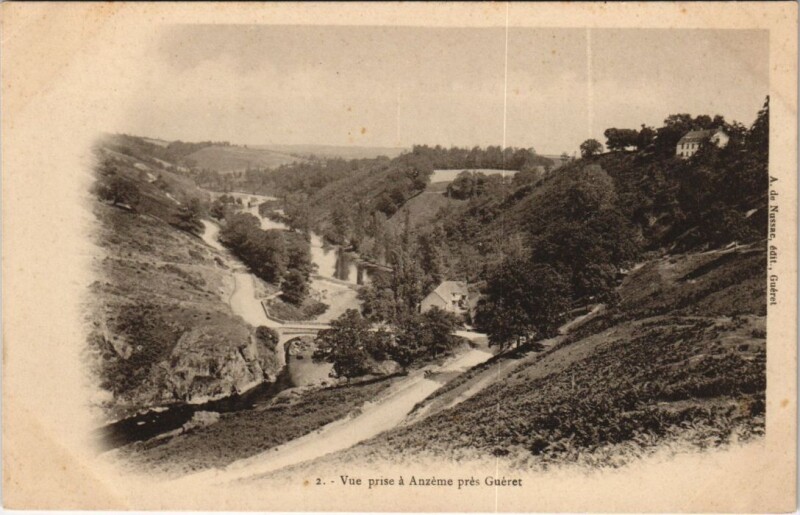 Carte postale ancienne Vue prise a Anzeme pres Gueret France