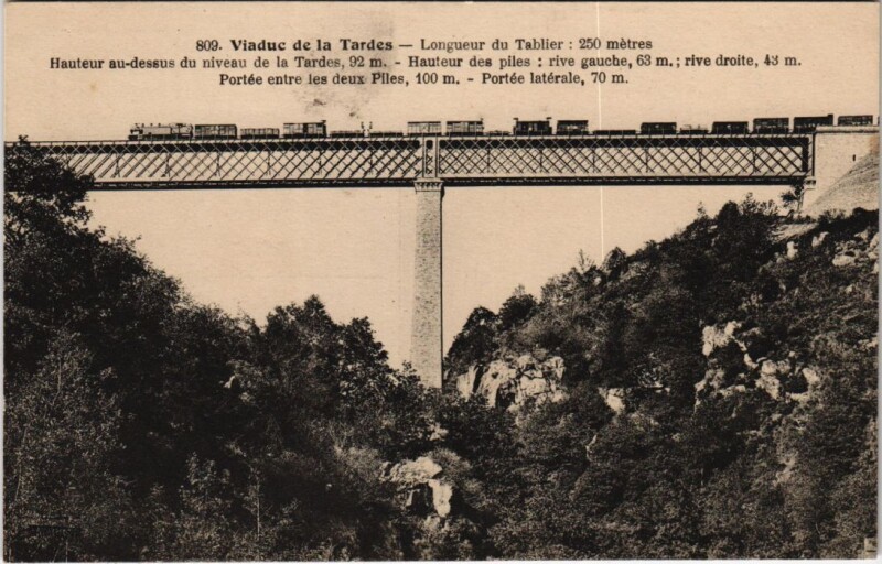 Carte postale ancienne Viaduc de la Tardes France à Tardes