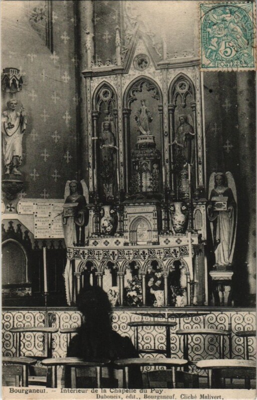 Carte postale ancienne Bourganeuf Interieur de la Chapelle du Puy France à Bourganeuf