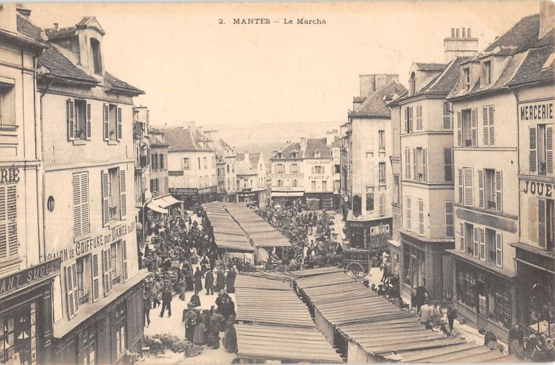 Carte postale ancienne Mantes - Le Marche