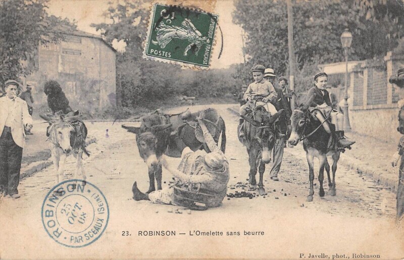 Carte postale ancienne Robinson - L'Omelette Au Beurre