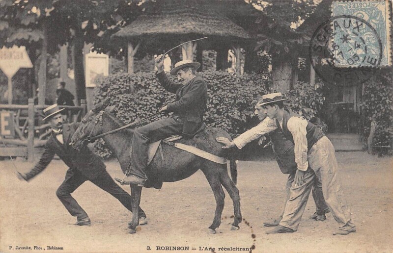 Carte postale ancienne Robinson - L'Ane Recalcitrant