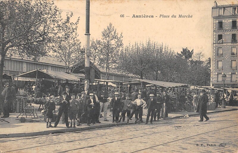 Carte postale ancienne Asnieres - Place Du Marche