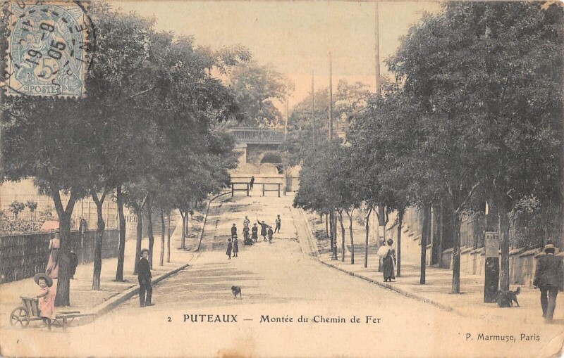 Carte postale ancienne Puteaux - Montee Du Chemin De Fer à Puteaux