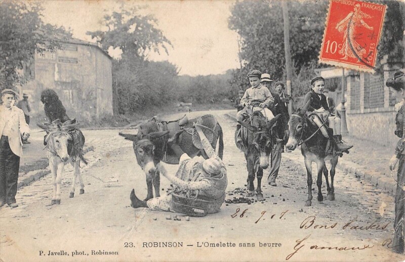 Carte postale ancienne Robinson - L'Omelette Sans Beurre