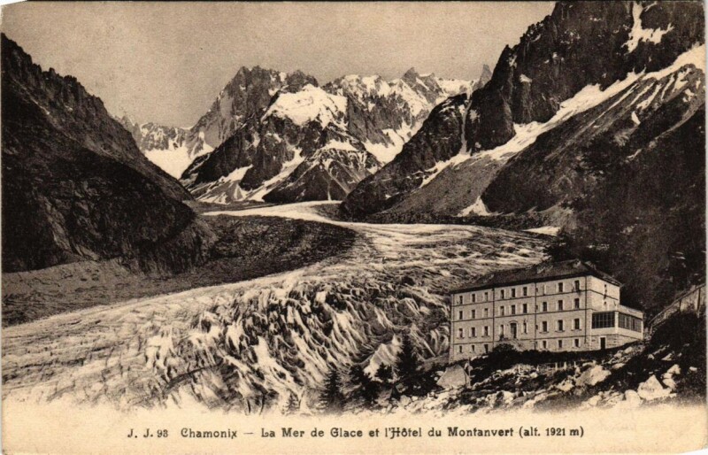 Carte postale ancienne Chamonix La Mer de Glace et l'Hotel du Montanvert
