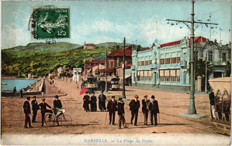 Carte postale ancienne Marseille - La Plage du Prado à Marseille