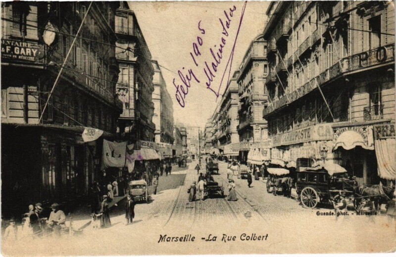 Carte postale ancienne Marseille - La Rue Colbert à Marseille