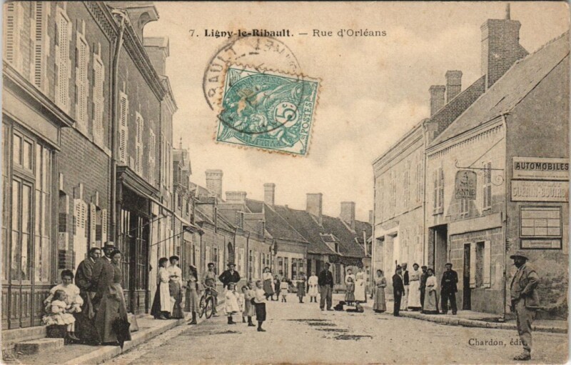Carte postale ancienne Ligny-le-Ribault Rue d'Orléans à Ligny-le-Ribault