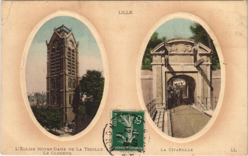 Carte postale ancienne Lille Eglise N.-D. De la Treille le Clocher. La Citadelle à Lille
