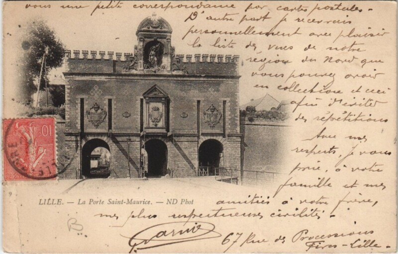 Carte postale ancienne Lille La Porte Saint-Maurice à Lille