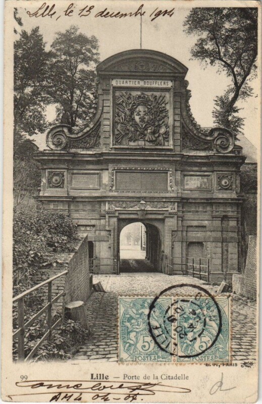 Carte postale ancienne Lille Porte de la Citadelle à Lille
