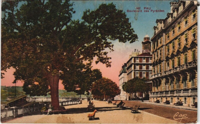Carte postale ancienne Pau - Boulevard des Pyrenées à Pau